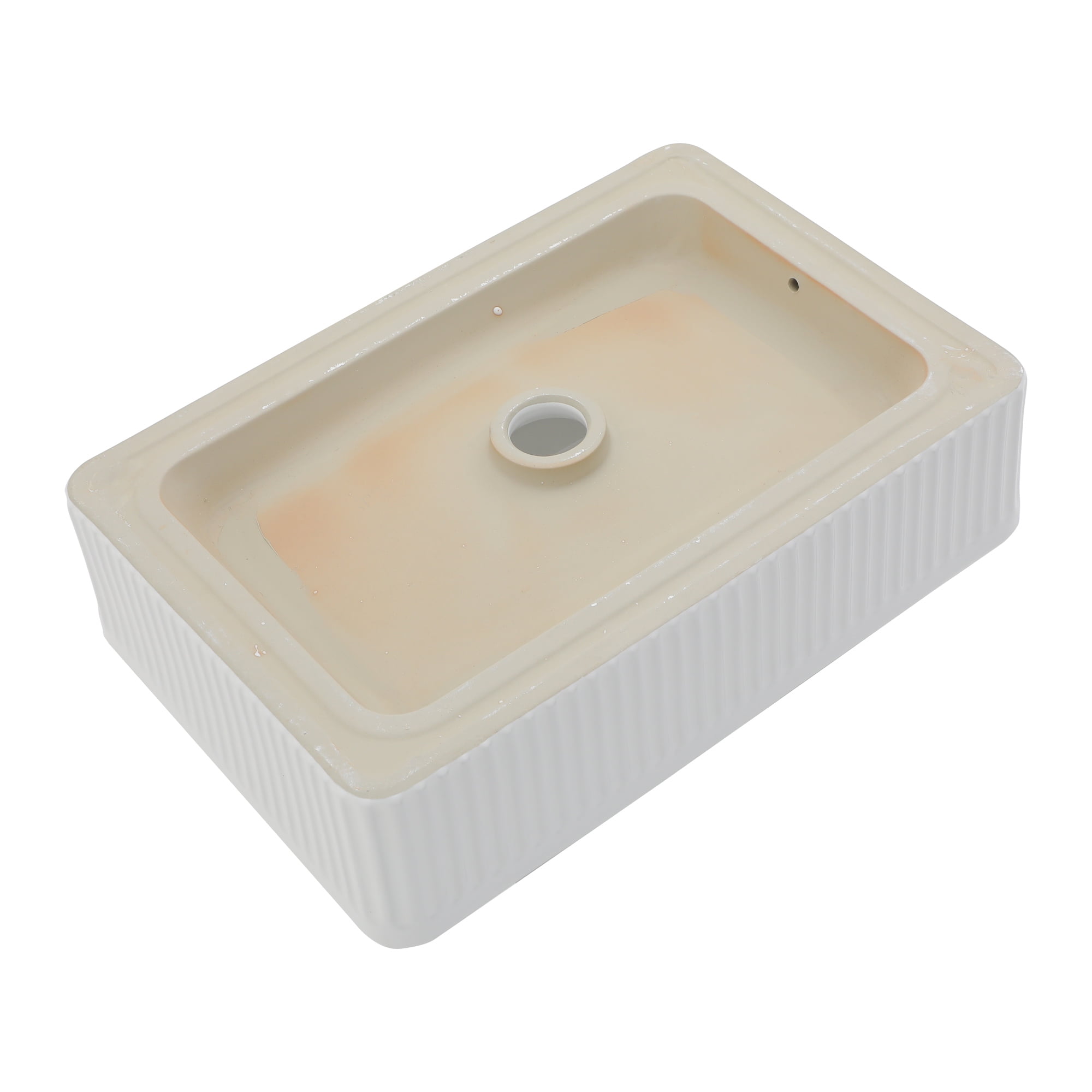 Logmey 19"x13" White Bathroom Vessel Sink Rectangular Ceramic Sink Porcelain Vanity Basin
