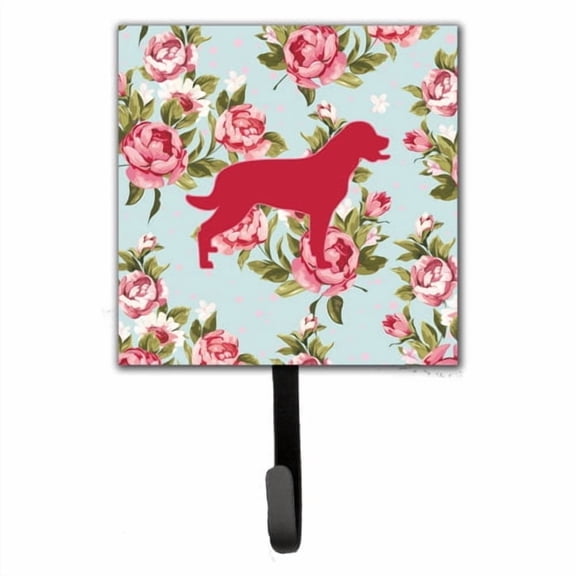 Caroline's Treasures BB1111-RS-BU-SH4 Labrador Shabby Chic Blue Roses Leash or Key Holder, Blue, Single Hook, multicolor
