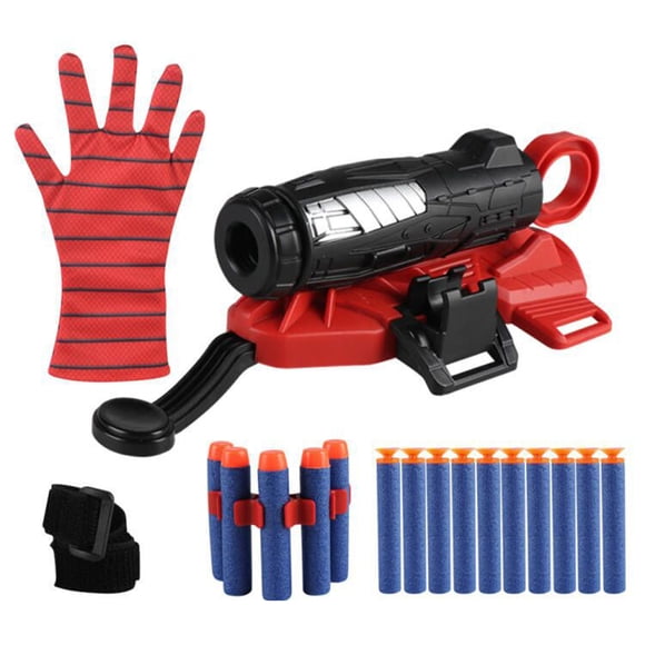 Qiaoxi Spider Man Toys Kid Wrist Launcher Toy Set Movie Figures Cosplay Glove with Soft Bullet Birthday Gift for Children