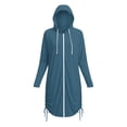 thumbnail image 6 of ClodeEU Women's Zip Long Sleeve Hooded UV Protection Long Jacket ,Casual Solid Color Coat with Pockets Navy,Women's Plus XXXL, 6 of 6