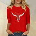 thumbnail image 2 of Jsaierl Women's 3/4 Length Sleeve Tops Summer Round Neck Shirts Fashion Print Petite Blouses Soft Elegant Tunic Top S-2XL, 2 of 4