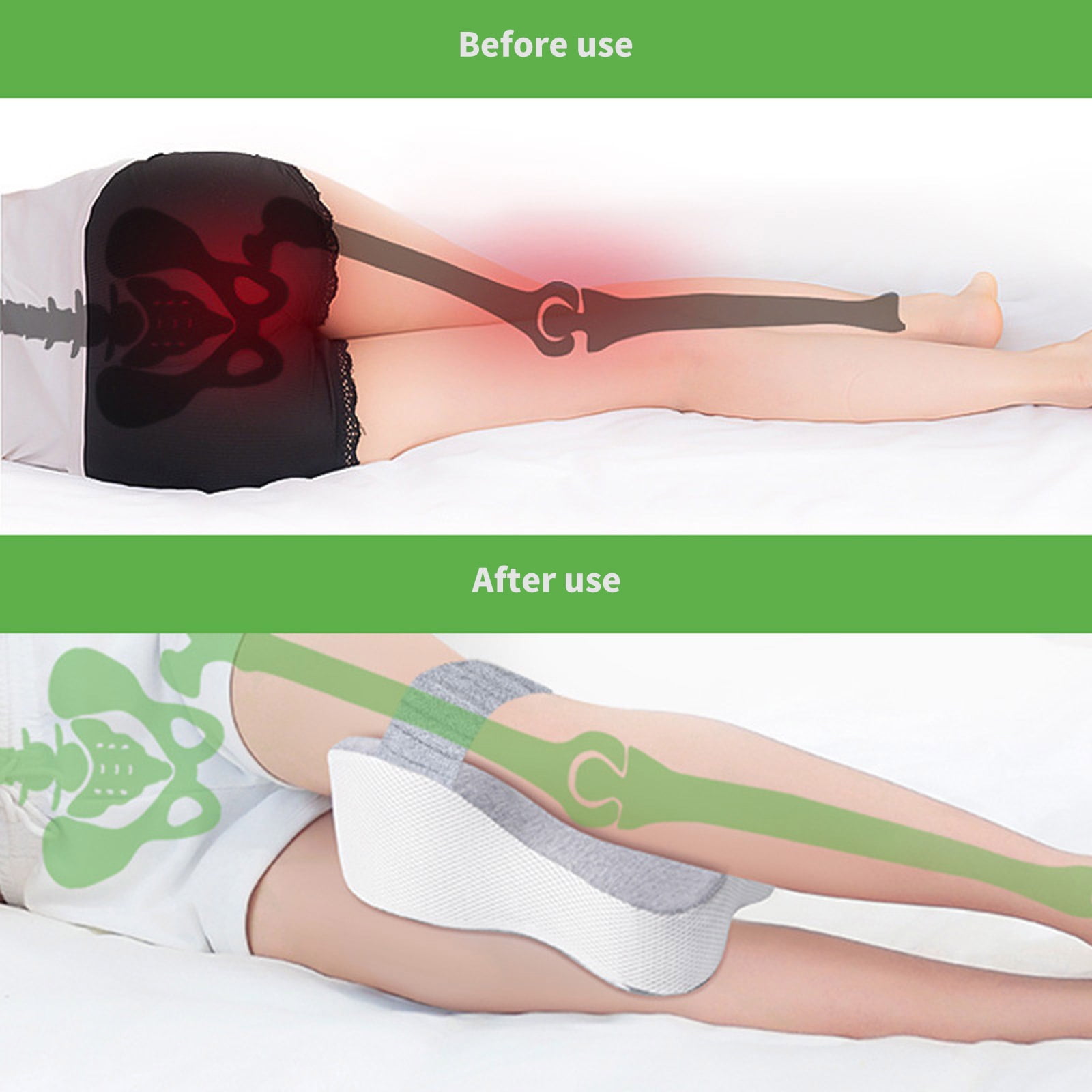 Knee Rest Cushion for Adults Ergonomic Design Pressure Relief Pregnancy Memory Leg Pillow for Required Knee Separation