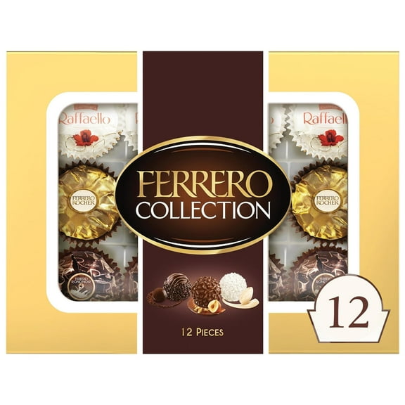 Ferrero Collection, 12 Count, Premium Gourmet Assorted Hazelnut Milk Chocolate, Dark Chocolate and Coconut, 4.6 oz