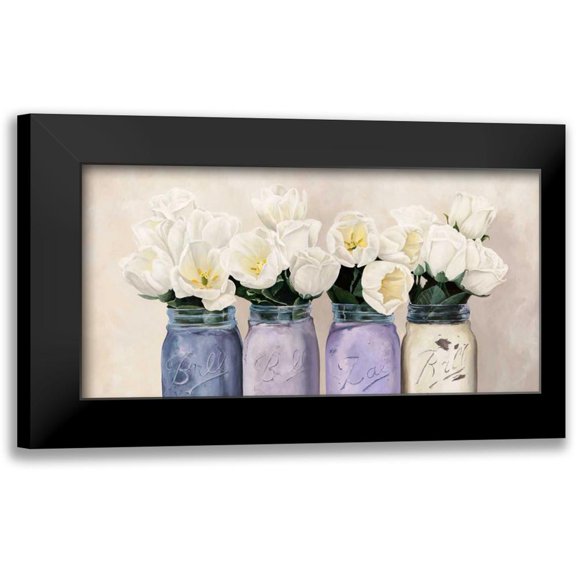 Thomlinson, Jenny 14x9 Black Modern Framed Museum Art Print Titled - Tulips in Mason Jars- detail