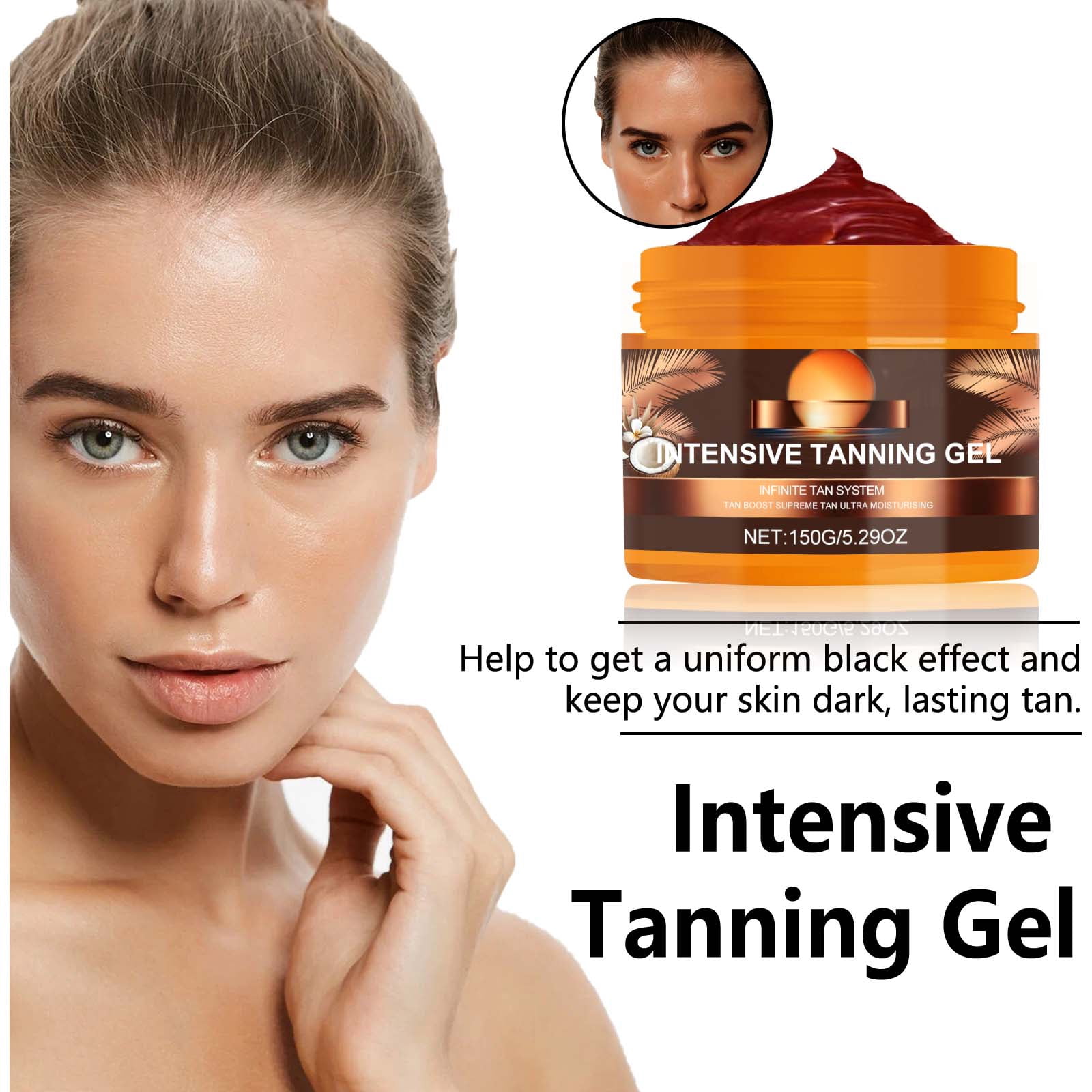 Alvantor Intensive Tanning Gel Sunless Bronzer Natural Dark Tanning Accelerator Moisturizing Body Lotion, 5.29oz