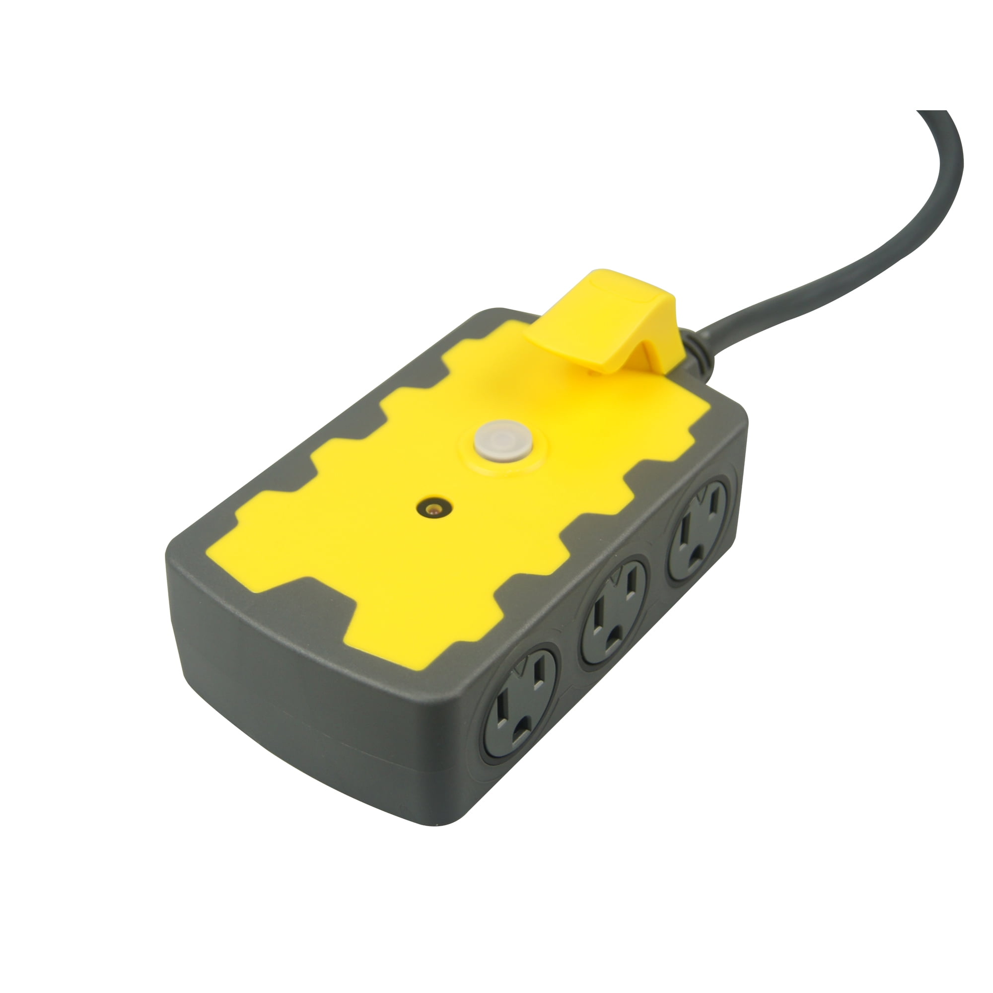 Hyper Tough Outdoor 6-Outlet 6ft Extension Cord Hub, Yellow/Gray
