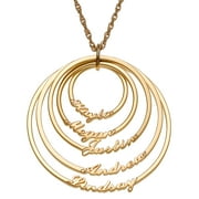 Family Jewelry Personalized Mother's Sterling Silver or Gold over Silver Open Circle with 5 Names Necklace