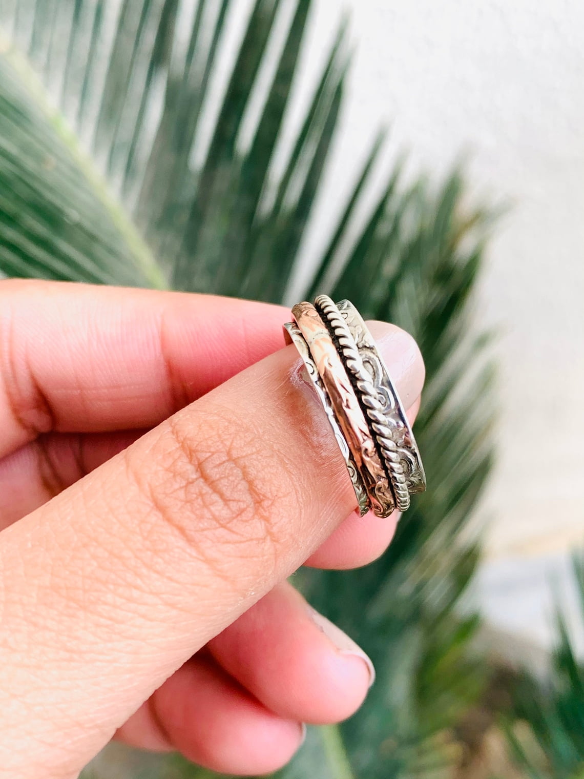 SS DESIGNS- Fidget Spinner Ring for Women – 925 Anxiety-Relief Meditation Ring, Stackable Thumb Ring, Promise Ring, Unique Gift for Her
