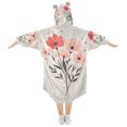 thumbnail image 2 of FORMRS Wearable Blanket Hoodie with Sleeves for Kids Cozy Flannel Sweatshirt, Pink Flower, 2 of 7