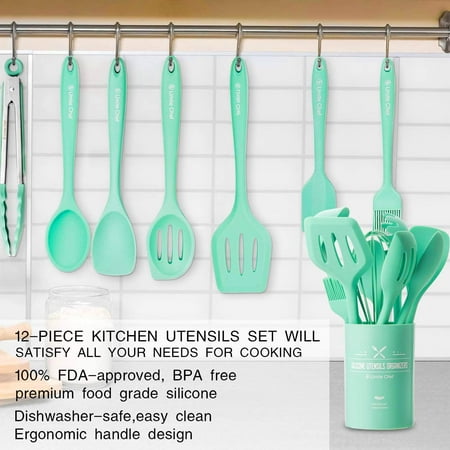Kitchen Utensil Set 12 Cooking Utensils Set Colorful Silicone Kitchen Utensils Nonstick Cookware With Spatula Set Kitchen Tools Kitchen Gadgets With Utensil Crock By Green 12 Pcs Walmart Canada