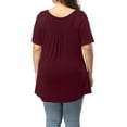 thumbnail image 4 of Women's Plus Size Henley V Neck Button up Tunic Tops Casual Short Sleeve Blouse Shirts, 4 of 8