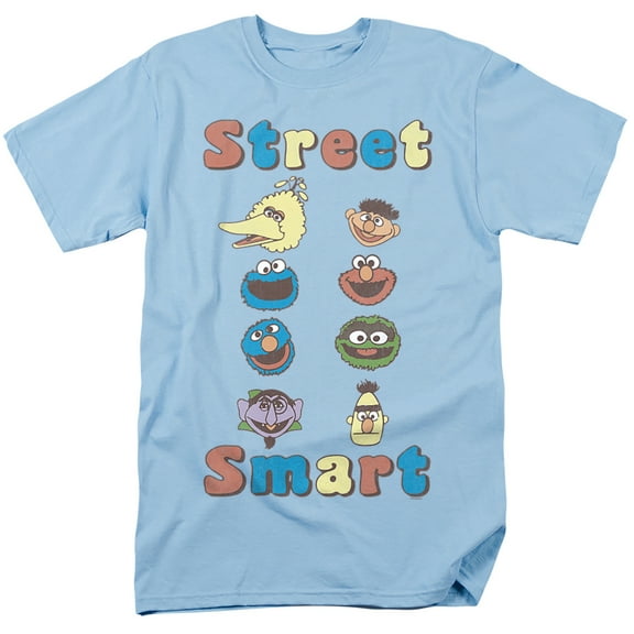 Sesame Street Street Smart Unisex Adult T Shirt (3X-Large) Light Blue