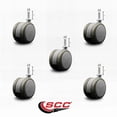 thumbnail image 2 of 2-3/8 Inch Gray Floor Safe Twin Wheel Casters 5/16 Threaded Stem Set of 5 SCC, 2 of 2
