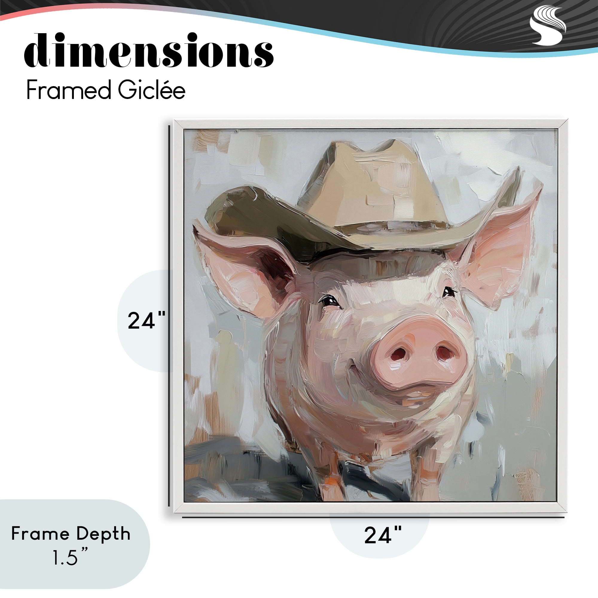 Stupell Industries Cowboy Chester Pig White Framed Giclee Art, design by Tina LeCour