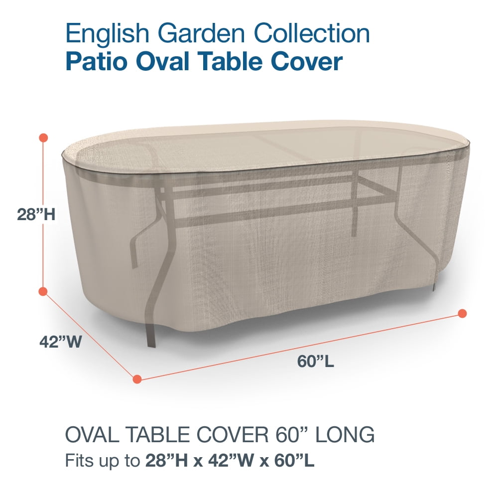 Budge Small Brown / Beige Patio Outdoor Oval Table Cover, English Garden