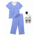 thumbnail image 6 of Tnhcen Women Pajama Set 2 Piece Short Sleeve V Neck Top and Capri Pants Floral Print Lounge Wear Soft Stretch Nightwear Matching Set Summer Sleepwear Casual Home Wear S-2XL, 6 of 7