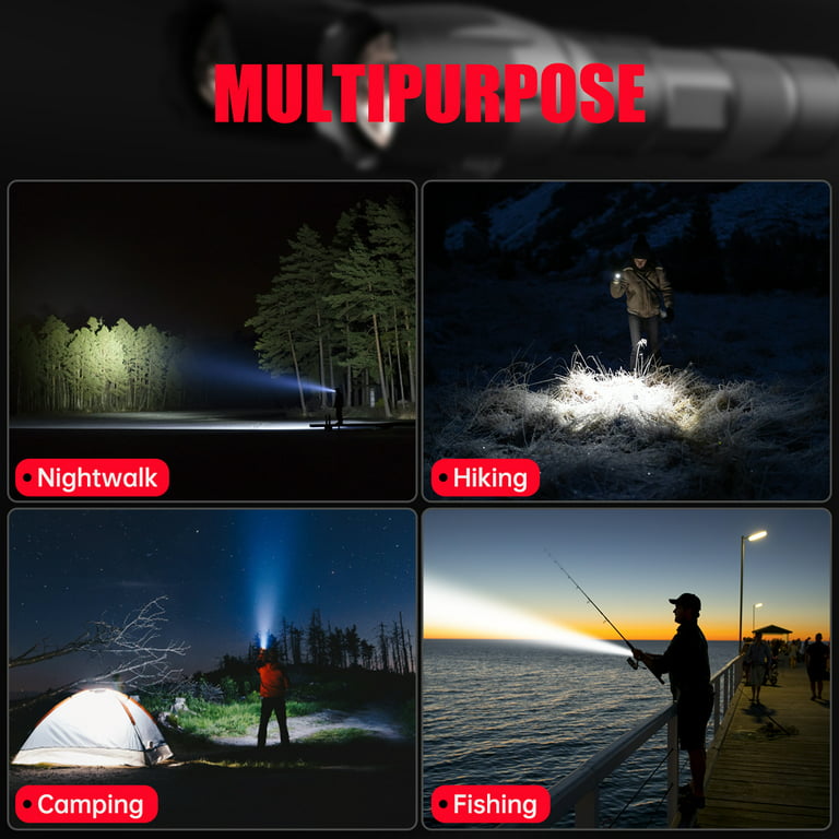 2 Packs Handheld Bright for Zoomable Lumens with LED Gifts AAA Flashlights Flashlights, Tactical IPX4 5 Lights Flashlight Water 2000 Camping Battery Modes Resistant Hight ,Super