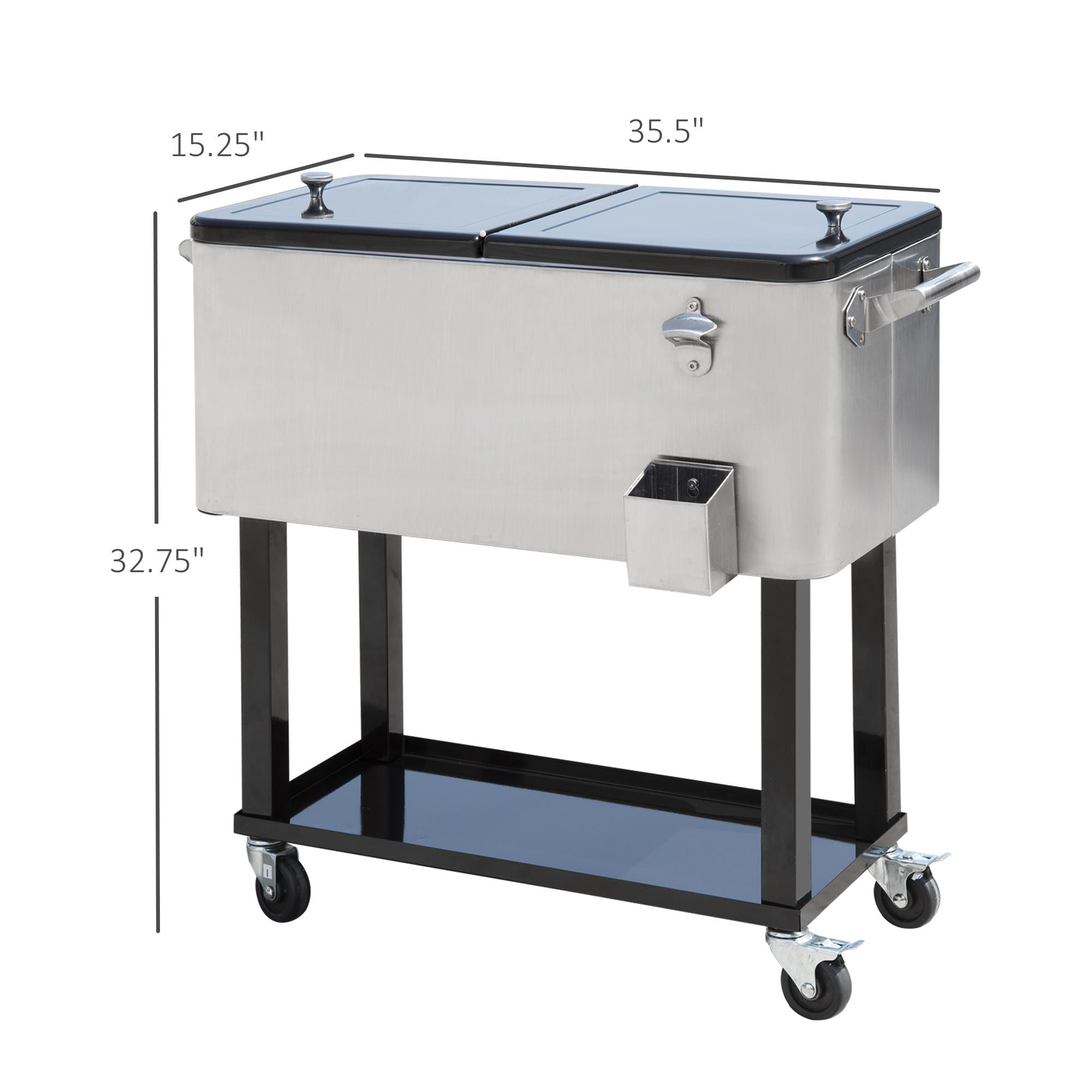 Dranite 80 Quart Rolling Cooler with Wheels, Stainless Steel Portable Ice Chest