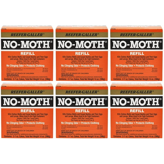 Reefer Galler No-Moth Closet Hanger Refill, Two Moth Cake Refills, 7 oz, 6 Count