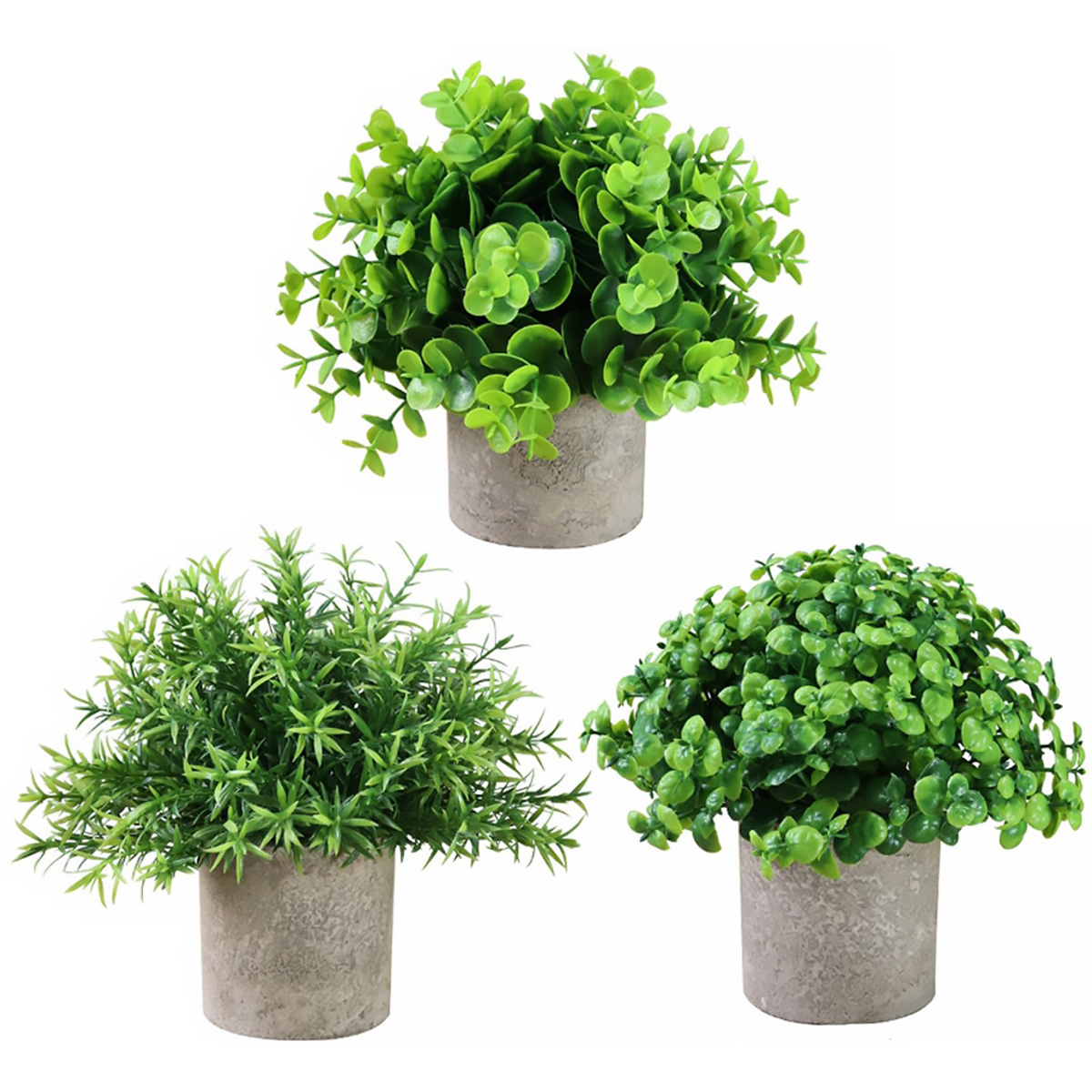 Fyjucpa 3Pcs Mini Faux Potted Plants Artificial Eucalyptus Leaf Potted