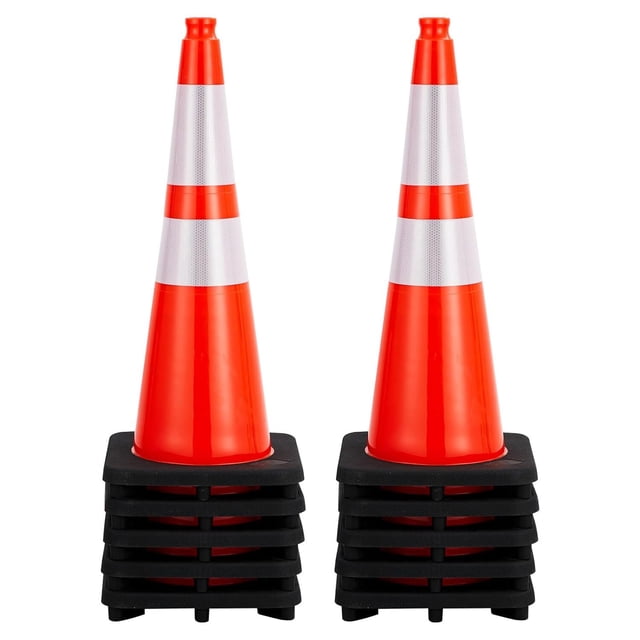 Ourlova 10 Pack 28 Inch Traffic Safety Cones Parking Cones with Heavy Black Base and Reflective Collars Safety Cones for Parking Lot Construction Work Road Safety Control