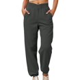 thumbnail image 2 of Joggers for Women Fall Winter Elastic High Waist Straight Leg Relaxed Fit Jogger Sweatpants with Pockets Jogging Pants, 2 of 8