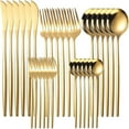 thumbnail image 1 of YOPTOP Silverware Sets  30 Pieces Stainless Steel Flatware Set  Utensils Set Service for 6  Tableware Cutlery Set for Home and Restaurant  Knives Forks Spoons  Mirror Polished  Gold, 1 of 8