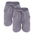 thumbnail image 3 of JJHGVB Linen Shorts for Women Beach Shorts with Pockets Beach Short Flowy Shorts Pure Color Shorts Women Linen Shorts for Women Linen Bermuda Shorts for Women Ruffle Waist White 2XL, 3 of 3