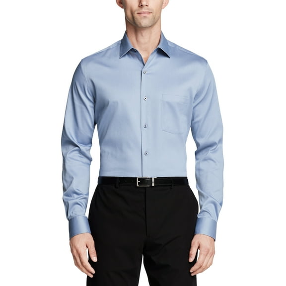 Van Heusen Men's Dress Shirt Regular Fit Stain Shield Stretch Blue 15-15.5 34-35