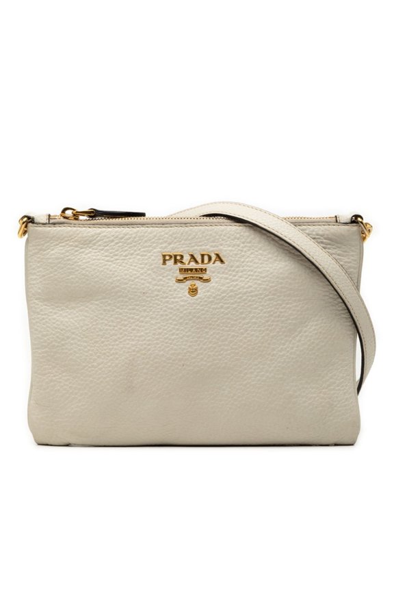 Pre-Owned Prada crossbody shoulder bag in white leather for women