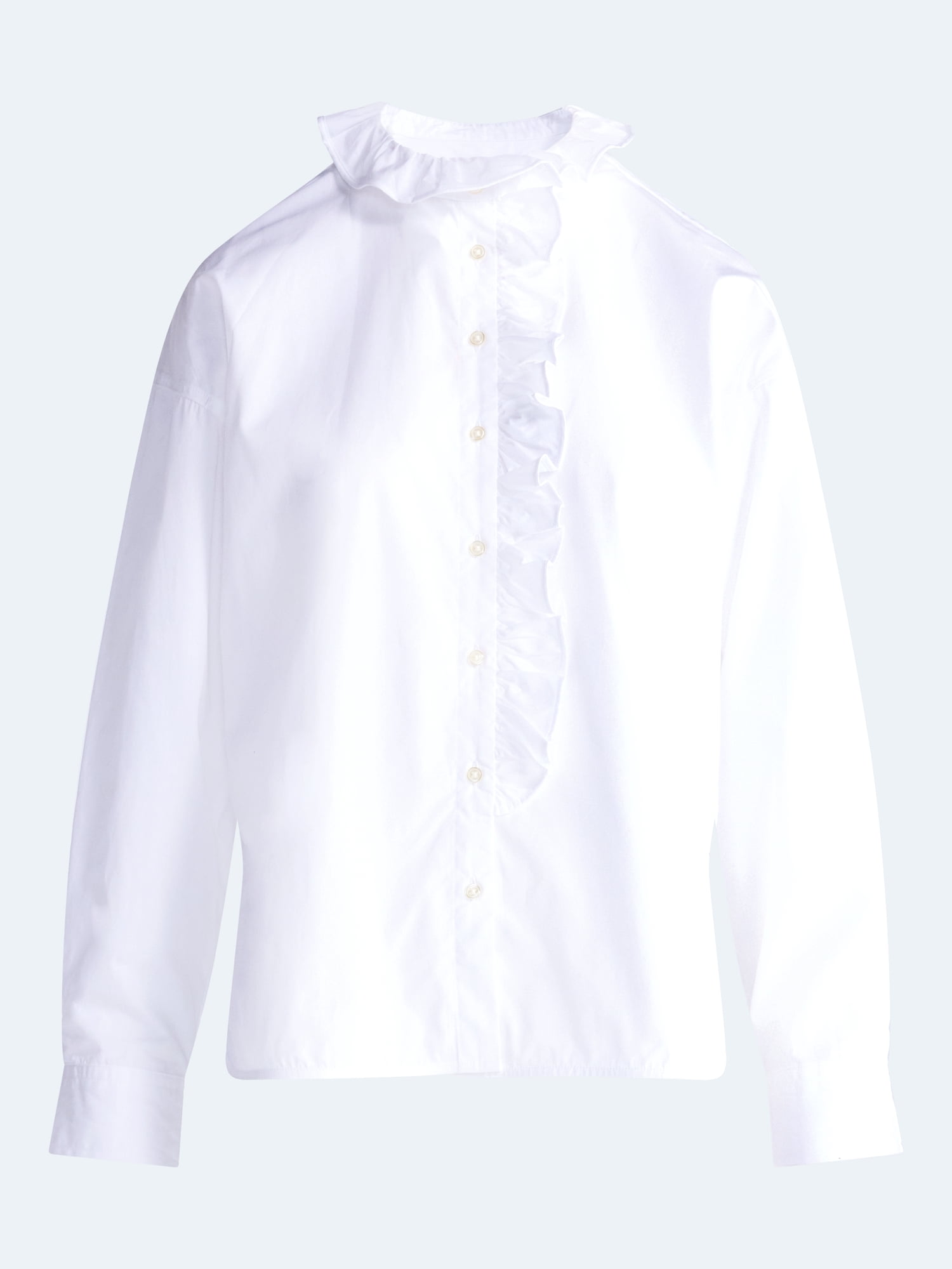 Free Assembly Women's and Women's Plus Ruffle Neck Cotton Top, Sizes XS-4X