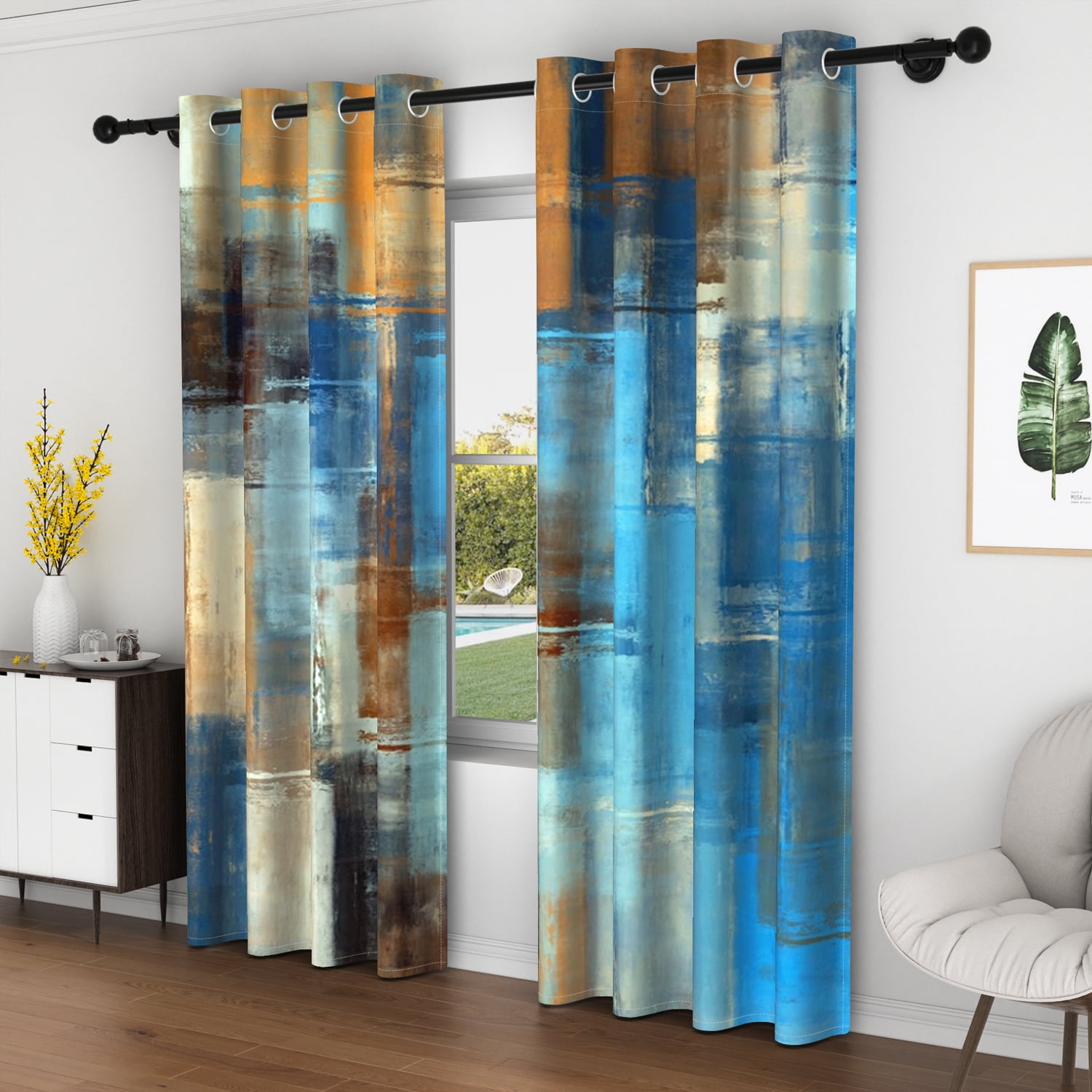 Lfeey Rustic Wooden Blackout Curtains, Vintage Wood Panel Texture, Bedroom Living Room Curtains, 52"x108", 2 Panels