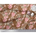 thumbnail image 2 of Soimoi Brown Rayon Fabric Leaves,Insect & Floral Artistic Printed Fabric 1 Yard 42 Inch Wide, 2 of 3