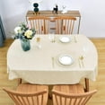 thumbnail image 3 of Small Oval Tablecloth Ivory Faux Linen Farmhouse Table Cover Wrinkle Resistant and Anti-Shrink Washable Fabric Table Cloth for Dining Kitchen Party for Indoor and Outdoor 54 x 72 Inch, 3 of 6