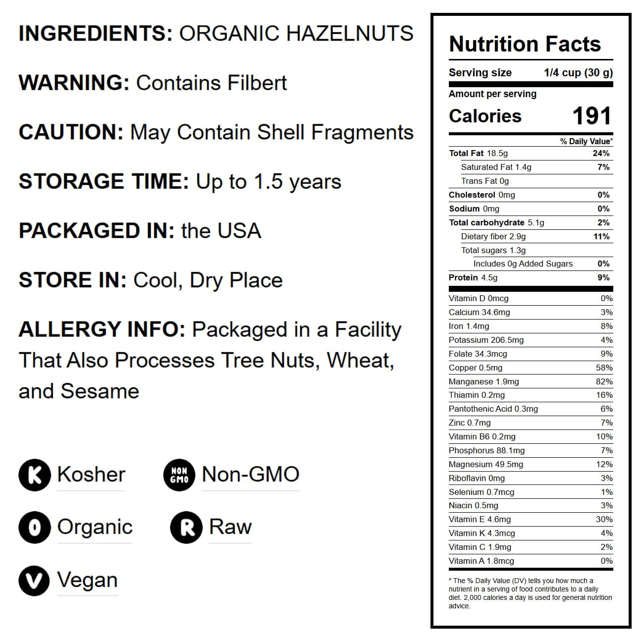 Food to Live, Organic Hazelnuts, 4 Pounds, Non-GMO, Kosher