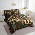 thumbnail image 2 of jejeloiu Wild Bear Twin Bedding Sets 7-Piece,Jungle Animal Bedding Comforter Set,Retro Aztec Geometric Sheet Sets For Boys,Microfiber Bedroom Decor Reversible, 2 of 8