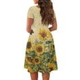 thumbnail image 5 of SCRAWLGOD Sunflower Print Dresses for Women Plus Size 4XL Short Sleeves Midi Dresses Casual Summer Dresses with Sleeves Soft Ladies Summer Dresses Knee Length Short Sleeves for Shopping, 5 of 7