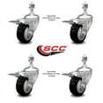 thumbnail image 2 of 3 Inch Black Polyurethane Swivel ½ Inch Stem Caster Set with Total Lock Brake, 2 of 2