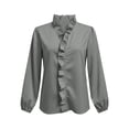 thumbnail image 3 of TARIENDY Long Sleeve Women Blouses Dressy Ruffles V Neck Business Casual Shirts Puff Long Sleeve Spring Fall Office Shirt Going Out Tops L, 3 of 6