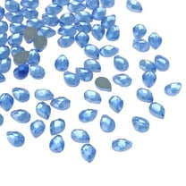 Uxcell Flat Back Acrylic Teardrop Gems, 8x6mm Teardrop Rhinestones Bead, Blue 100Pcs