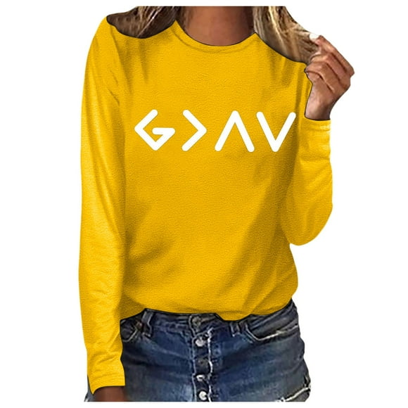 YDLCAFD Uv Shirts Women God Is Greater Than the Highs and Lows T Shirt Women Pullover Long Sleeve Graphic Top Cap Sleeve Tops for Women Nike Shirts for Women
