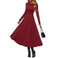 thumbnail image 4 of Vestido Midi Burdeos de Manga Larga y Corte A PRETTYGARDEN Talla M, 4 of 8