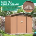 thumbnail image 5 of HOGYME 6' x 8' Outdoor Storage Shed, Garden Tool Metal Shed w/ Doors Vents, for Patio Lawn Backyard, Brown, 5 of 15