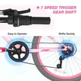 thumbnail image 6 of Hykolity Kids Mountain Bike, 24 inch 7 Speed Kid Bicycle, Girls Mountain Bike Age 8-14 Year Old with Front Suspension Fork, Adjustable Seat Height,High-Carbon Steel, Pink, 6 of 10