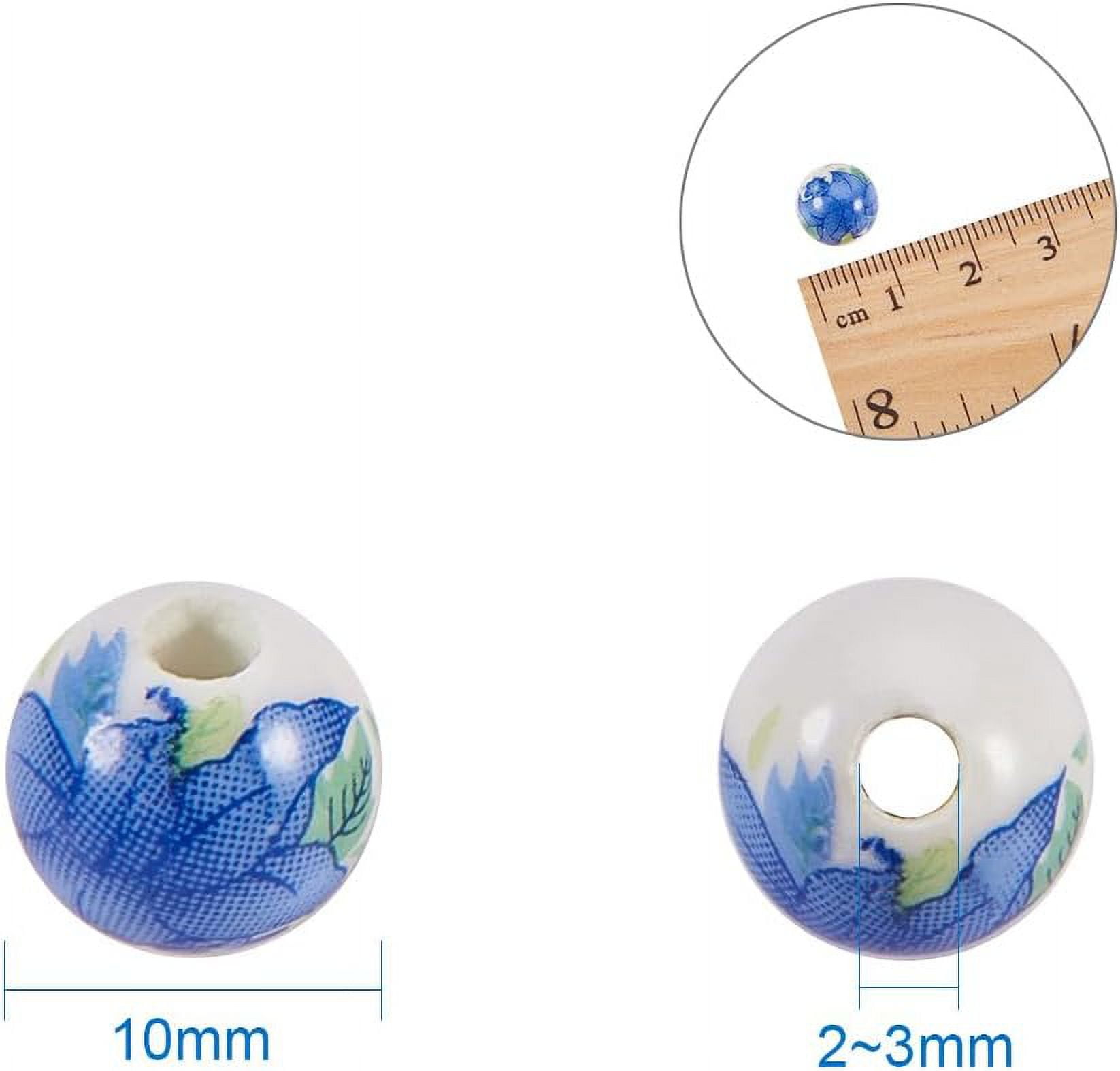 150pc Porcelain Beads 15 Styles Flower Round Beads 10mm Handmade Ceramic Beads DIY Chinese Spacer Beads Handmade Jewelry Making Bracelets Necklace Traditional Chinese Style DIY Making