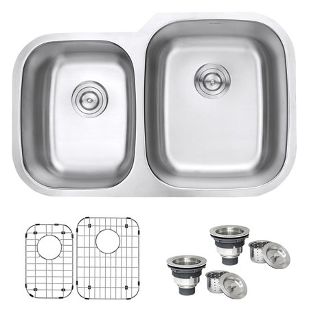 Ruvati 32-inch Undermount 40/60 Double Bowl 16 Gauge Kitchen Sink