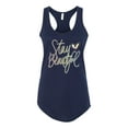 thumbnail image 2 of Stay Beautiful Positivity Quote Saying Pop Culture Ladies Racerback Tank Top, Navy, X-Large, 2 of 3
