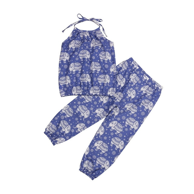 ITFABS Ensembles de Printemps 2 Pcs pour Tout-Petites Filles, Débardeurs Bohèmes à Col Licou + Pantalons