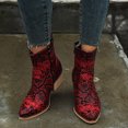 thumbnail image 6 of Lyinloo Women's Square Heel Mid Heel Zipper Serpentine Low Tube Boots Shoes Red 35, 6 of 6