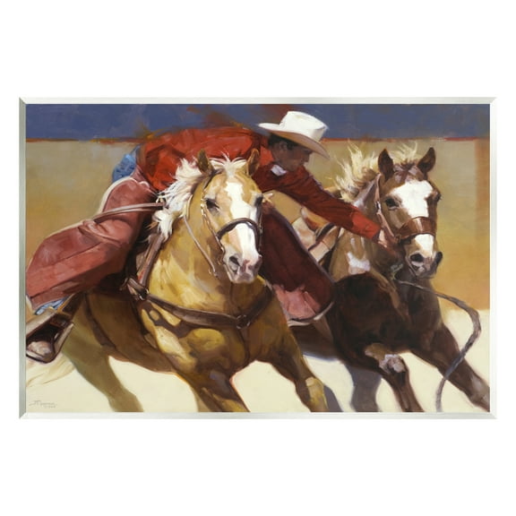 Stupell Industries Rodeo Cowboy Painting Animals & Insects Painting Unframed Art Print Wall Art, 19 x 13